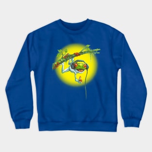 Tree Frog Chillin' With Music Headphones Crewneck Sweatshirt